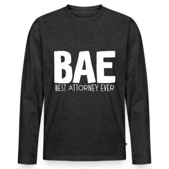Bae Best Attorney Ever - Men's Premium Organic Long Sleeve Shirt - heather anthracite - Front - Nico (187cm)