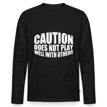 Caution Does Not Play Well With Others 64 - Männer Premium Bio Langarmshirt - Schwarz - Vorne - Nico (187cm)