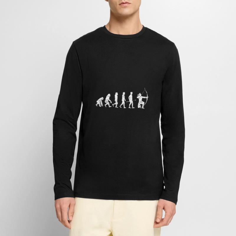 Evolution Bogenschießen Geschenk Männer Premium Bio Langarmshirt