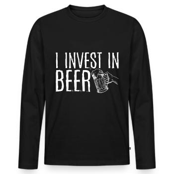 I Invest In Beer 3 - Männer Premium Bio Langarmshirt - Schwarz - Vorne - Nico (187cm)