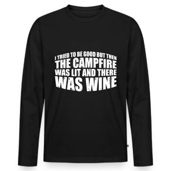 Mais ensuite, le feu de camp a été allumé 4 - T-shirt manches longues Premium bio Homme - noir - Devant - Nico (187cm)