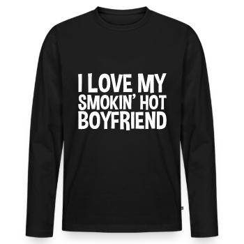 I Love My Smokin' Hot Boyfriend - Männer Premium Bio Langarmshirt - Schwarz - Vorne - Nico (187cm)