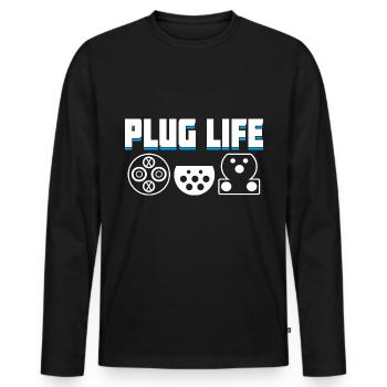 Prise pour véhicule électrique Chargement du - T-shirt manches longues Premium bio Homme - noir - Devant - Nico (187cm)