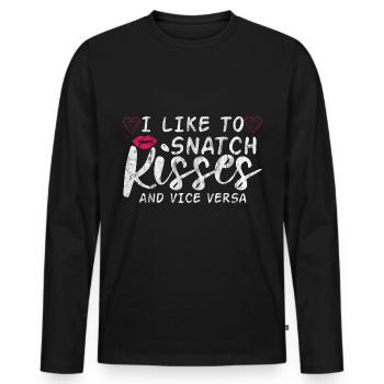 I Like To Snatch Kisses And Vice Versa 3 - Männer Premium Bio Langarmshirt - Schwarz - Vorne - Nico (187cm)