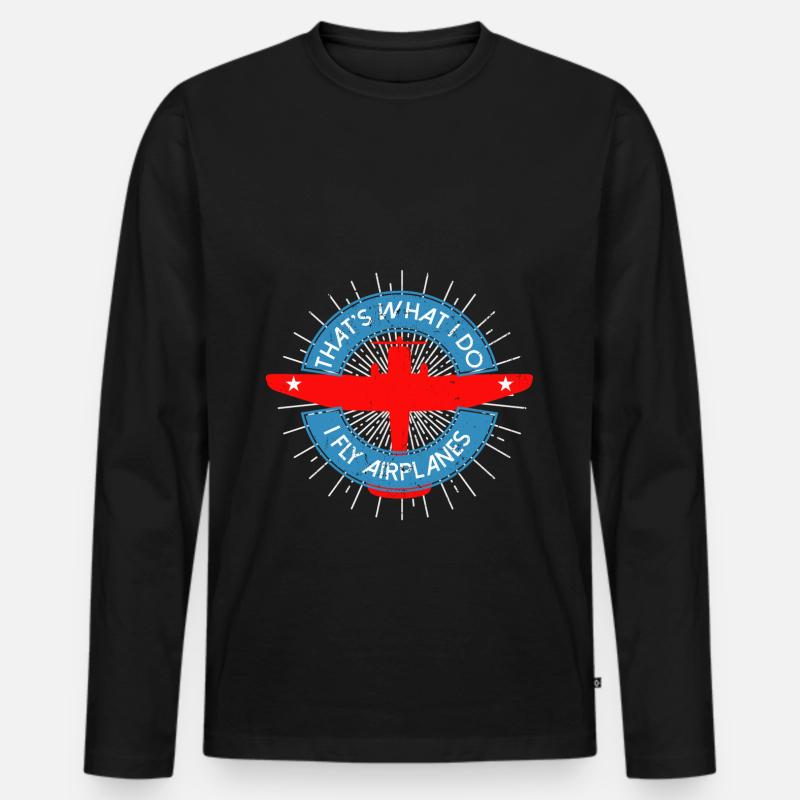 Pilot Hubschrauber Transportflieger Geschenk - Männer Premium Bio Langarmshirt - Schwarz