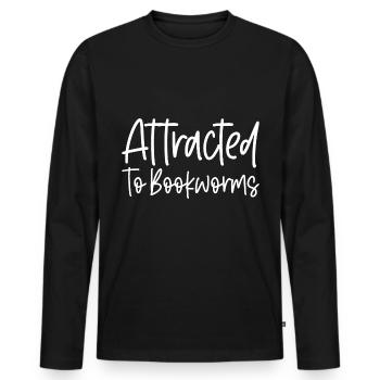 Attracted To Bookworms - Men's Premium Organic Long Sleeve Shirt - black - Front - Nico (187cm)