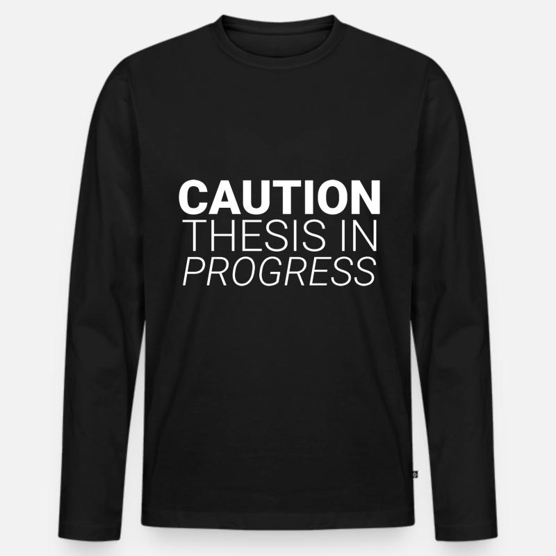 Caution Thesis In Progress - Männer Premium Bio Langarmshirt - Schwarz
