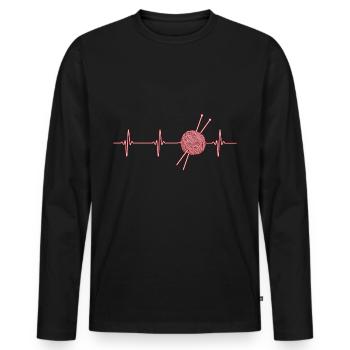 Tricot Wollkäuel avec aiguille à tricoter - T-shirt manches longues Premium bio Homme - noir - Devant - Nico (187cm)