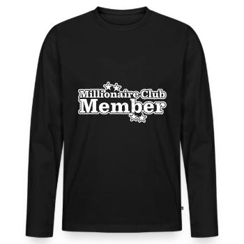 Millionaire Club Member 14 - Men's Premium Organic Long Sleeve Shirt - black - Front - Nico (187cm)