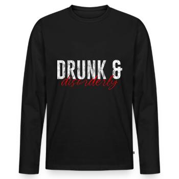 Ivre et désordonné 3 - T-shirt manches longues Premium bio Homme - noir - Devant - Nico (187cm)