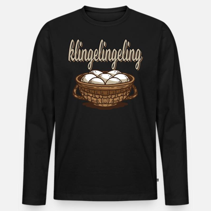 Klingelingeling für einen Eiermann und - Männer Premium Bio Langarmshirt - Schwarz