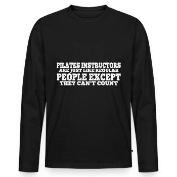 Pilates Instructors Can't Count 4 - Men's Premium Organic Long Sleeve Shirt - black - Front - Nico (187cm)