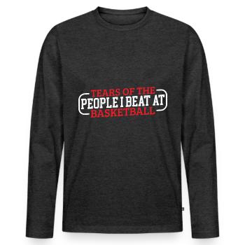 Larmes des gens que j’ai battus au basketball 3 - T-shirt manches longues Premium bio Homme - anthracite chiné - Devant - Nico (187cm)