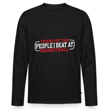 Larmes des gens que j’ai battus au basketball 3 - T-shirt manches longues Premium bio Homme - noir - Devant - Nico (187cm)