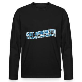 Eat Spaghetti To Forgetti Your Regretti 11 - Männer Premium Bio Langarmshirt - Schwarz - Vorne - Nico (187cm)