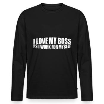 J’aime ma PS Je travaille pour moi-même 4 - T-shirt manches longues Premium bio Homme - noir - Devant - Nico (187cm)
