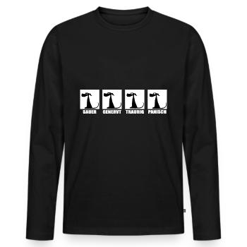 Lustiges Hunde T-Shirt , Sticker, Shirt Emotionen - Männer Premium Bio Langarmshirt - Schwarz - Vorne - Nico (187cm)