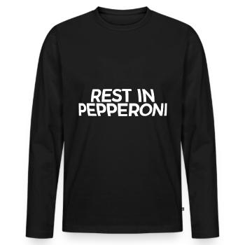 Rest In Pepperoni - Männer Premium Bio Langarmshirt - Schwarz - Vorne - Nico (187cm)
