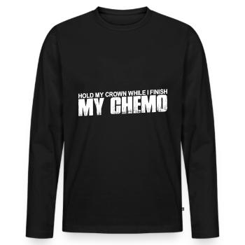 Hold My Crown While I Finish My Chemo 42 - Men's Premium Organic Long Sleeve Shirt - black - Front - Nico (187cm)