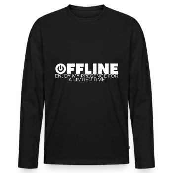 Offline Enjoy My Presence For A Limited Time - Men's Premium Organic Long Sleeve Shirt - black - Front - Nico (187cm)
