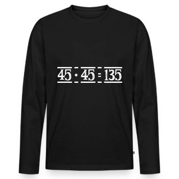 45 + 45 = 135 35 - Männer Premium Bio Langarmshirt - Schwarz - Vorne - Nico (187cm)