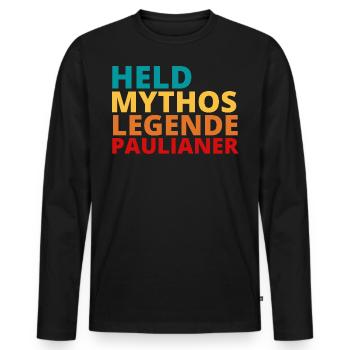St Pauli. Éventail St pauli Éventail Paulianer Hamburger - T-shirt manches longues Premium bio Homme - noir - Devant - Nico (187cm)