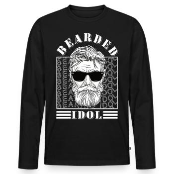 Bärtiges Idol 3 Tage Bart hip Oberlippenbart - Männer Premium Bio Langarmshirt - Schwarz - Vorne - Nico (187cm)