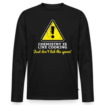 Chimie cuisson cuillère lécher danger - T-shirt manches longues Premium bio Homme - noir - Devant - Nico (187cm)
