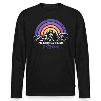 Piz Bernina Engadin Bergsteigen Wandern Schweiz - Männer Premium Bio Langarmshirt - Schwarz - Vorne - Nico (187cm)