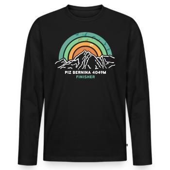 Piz Bernina Finisher Bergsteigen Engadin Souvenir - Männer Premium Bio Langarmshirt - Schwarz - Vorne - Nico (187cm)