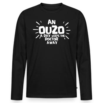 Ouzo Spruch für Griechen One Ouzo a Day Ouzo Party - Männer Premium Bio Langarmshirt - Schwarz - Vorne - Nico (187cm)