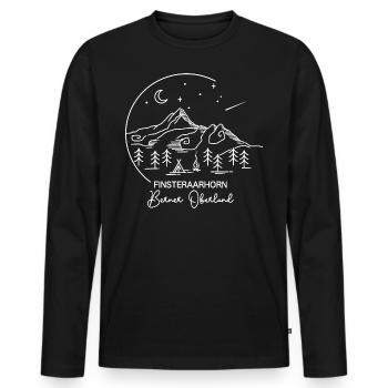 Finsteraarhorn Wandern Bergtour Berner Oberland - Männer Premium Bio Langarmshirt - Schwarz - Vorne - Nico (187cm)