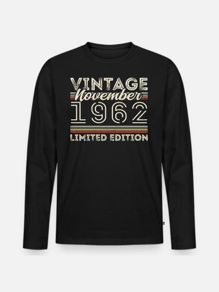 Born November 1962 Birthday November 1962 - Men's Premium Organic Long Sleeve Shirt - black