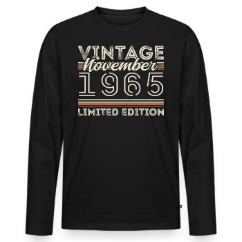 Geboren november 1965 Verjaardag november 1965 - Mannen Premium Bio shirt met lange mouwen - zwart - Voor - Nico (187cm)