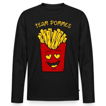 Sac à frites Funny Fries Team Fries - T-shirt manches longues Premium bio Homme - noir - Devant - Nico (187cm)