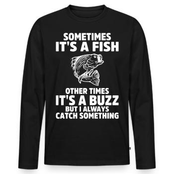 Pêcheur Drôle pêche Pêche à la mouche Poisson - T-shirt manches longues Premium bio Homme - noir - Devant - Nico (187cm)
