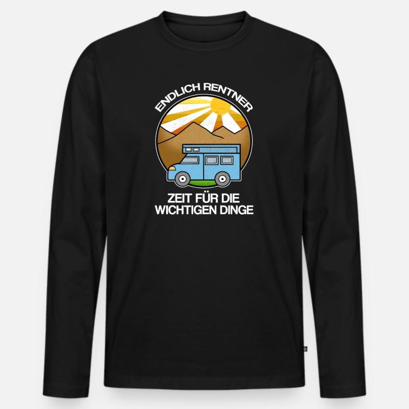 Endlich Rentner Camping Rentner - Männer Premium Bio Langarmshirt - Schwarz