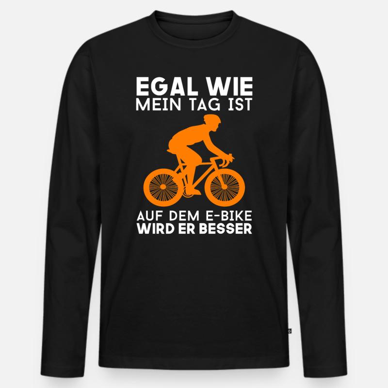 E-Biker E Bike Fahrer - Männer Premium Bio Langarmshirt - Schwarz