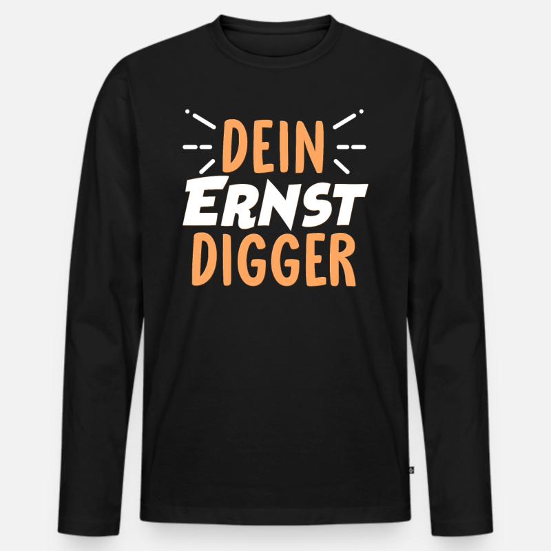 Dein Ernst Sprüche - Männer Premium Bio Langarmshirt - Schwarz