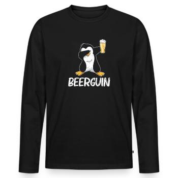Penguin beer beer drinker - Men's Premium Organic Long Sleeve Shirt - black - Front - Nico (187cm)