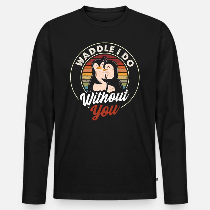 Lustig Pinguin Spruch Pinguine - Männer Premium Bio Langarmshirt - Schwarz