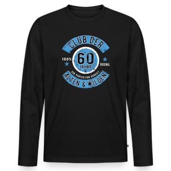 60th birthday 60 years 60s gift gift idea - Men's Premium Organic Long Sleeve Shirt - black - Front - Nico (187cm)