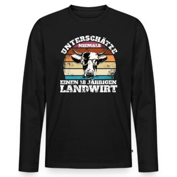 18. Geburtstag Landwirt Hof Landwirtschaft Kuh - Männer Premium Bio Langarmshirt - Schwarz - Vorne - Nico (187cm)