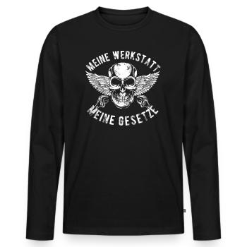 Car mechanic motor vehicle auto truck tool workshop - Men's Premium Organic Long Sleeve Shirt - black - Front - Nico (187cm)