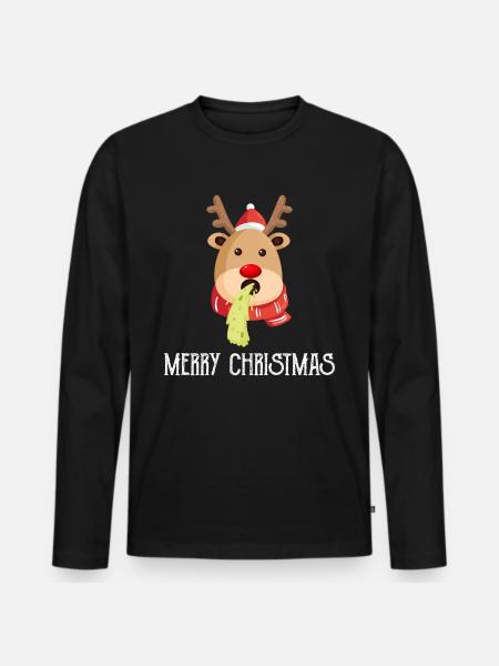 Ugly Christmas reindeer - Men's Premium Organic Long Sleeve Shirt - black