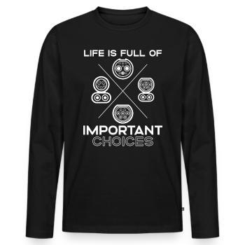Prise pour véhicule électrique Chargement du - T-shirt manches longues Premium bio Homme - noir - Devant - Nico (187cm)