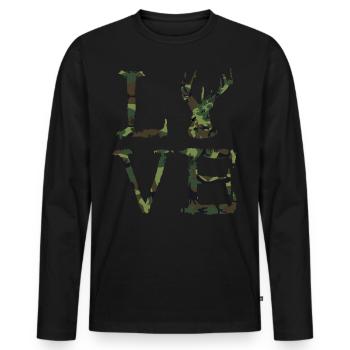 Camouflage Hirsch Jäger Love Wildtier Jagd Liebe C - Männer Premium Bio Langarmshirt - Schwarz - Vorne - Nico (187cm)