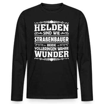 Strassenbauer - Helden - Männer Premium Bio Langarmshirt - Schwarz - Vorne - Nico (187cm)