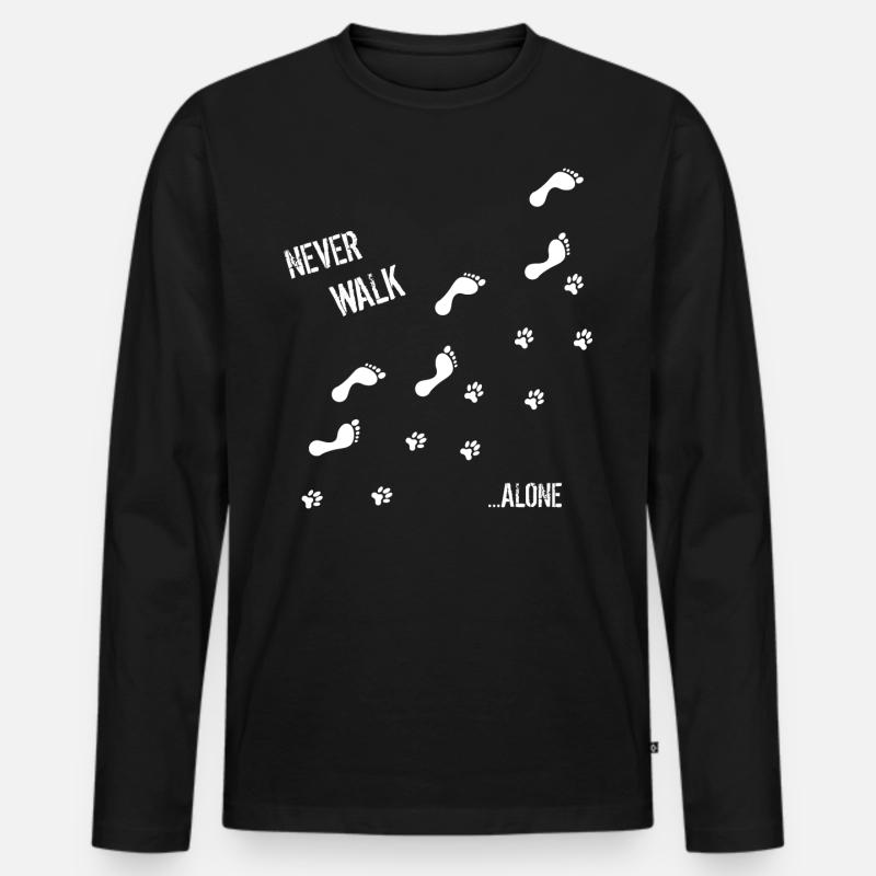 HUND & MENSCH NEVER WALK ALONE - Männer Premium Bio Langarmshirt - Schwarz