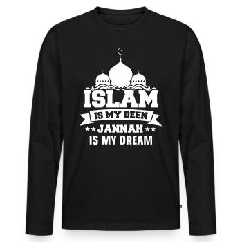 L’islam est mon deen jannah est mon rêve musulman islamique - T-shirt manches longues Premium bio Homme - noir - Devant - Nico (187cm)